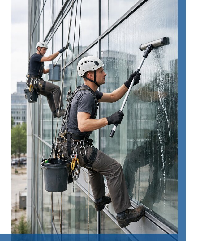 Мойка витражей альпинистами в Губахе от 726 р. под ключ|ВЫСОТНИК-Гбх