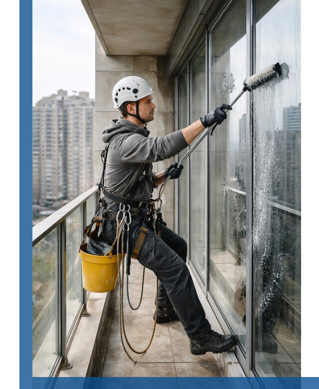 Профессиональная мойка балконного остекления в Губахе