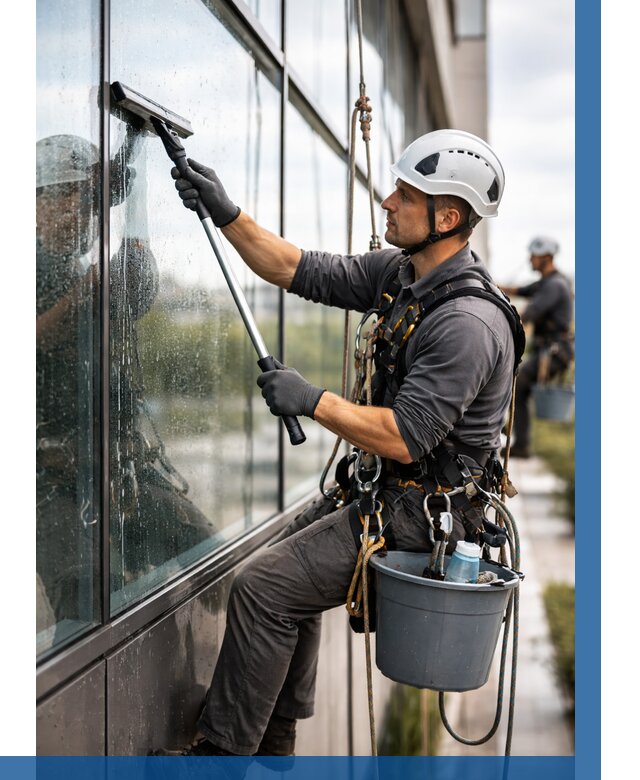 Мойка стеклянных фасадов в Губахе от 207 р. | ВЫСОТНИК-Гбх