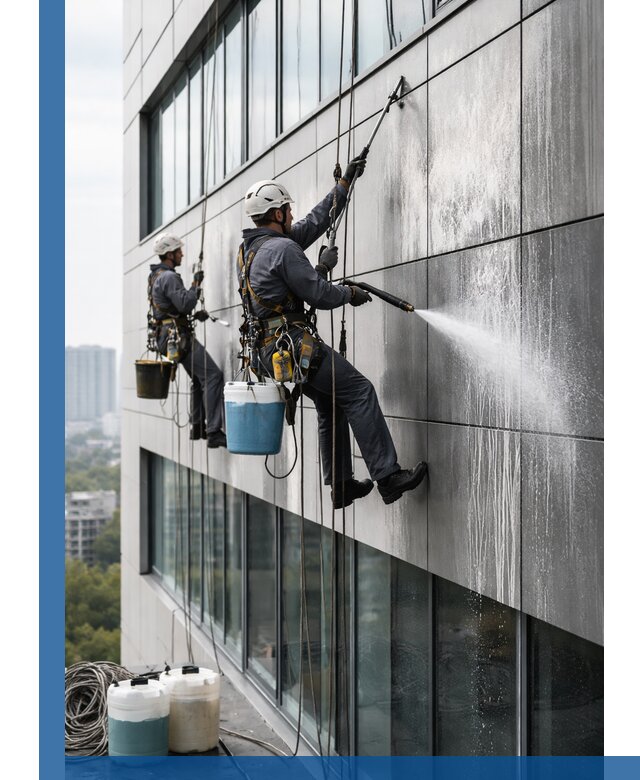 Профессиональная мойка вентилируемых фасадов в Губахе