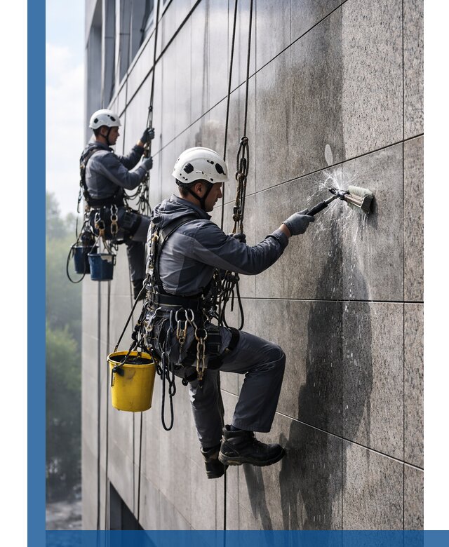 Профессиональная мойка фасада из керамогранита в Губахе