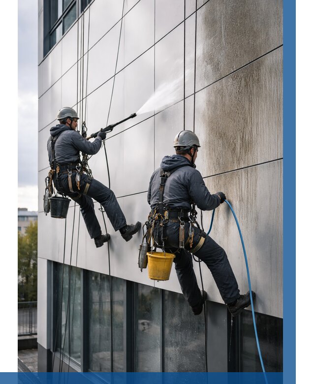 Мойка фасада из композита в Губахе по цене от 311 р. | ВЫСОТНИК-Гбх