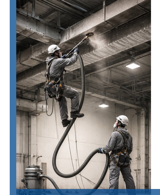 Обеспыливание потолочных конструкций в Губахе промышленным альпинизмом