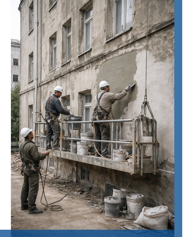 Капитальный ремонт фасада в Губахе от 4354 р. | ВЫСОТНИК-Гбх