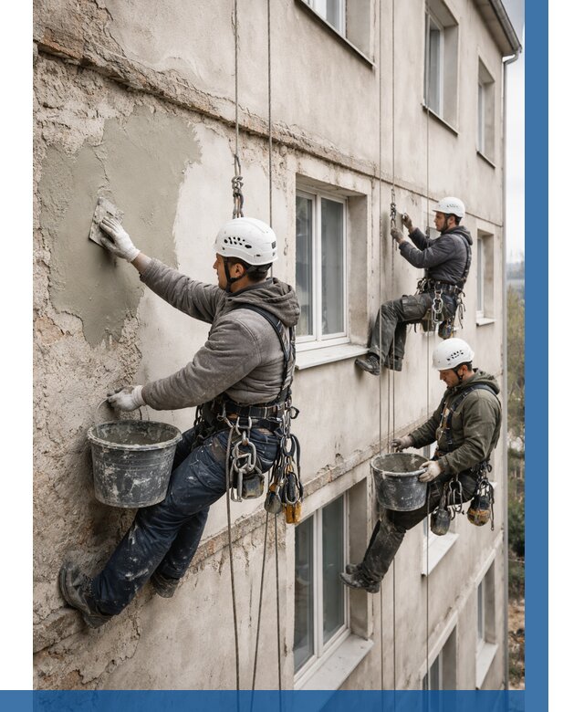 Ремонт штукатурного фасада в Губахе от 777 р. под ключ | ВЫСОТНИК-Гбх