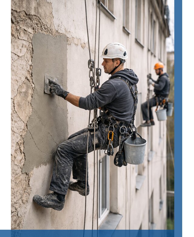 Восстановление штукатурки фасада в Губахе от 1244 р. | ВЫСОТНИК-Гбх