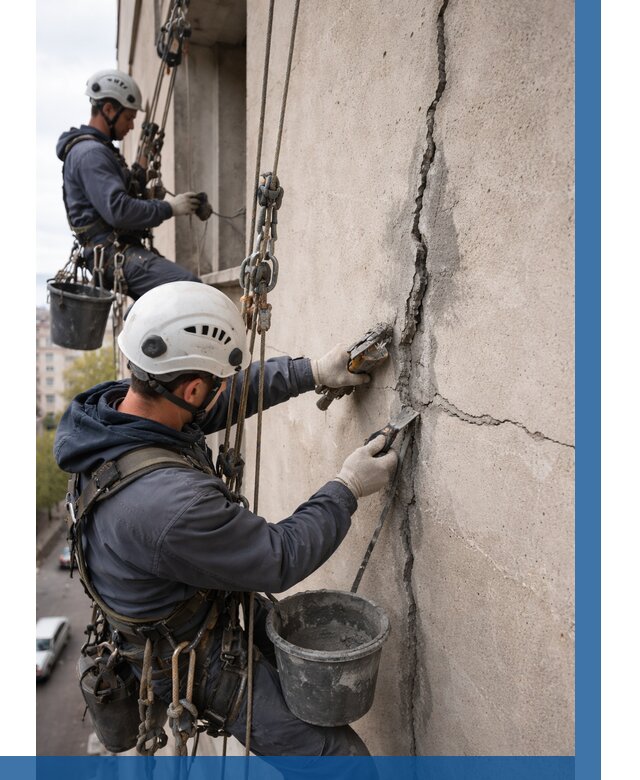 Заделка трещин на фасаде в Губахе от 933 р. | ВЫСОТНИК-Гбх