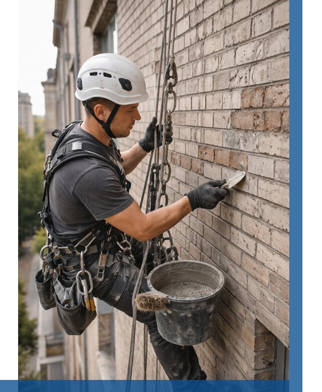 Ремонт кирпичной кладки фасада в Губахе от 1866 р. | ВЫСОТНИК-Гбх