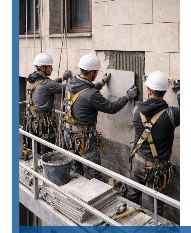 Ремонт облицовки фасада плиткой в Губахе с гарантией