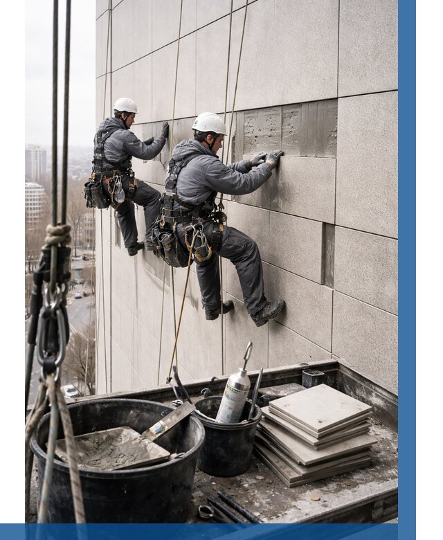 Ремонт фасада из керамогранита в Губахе от 2592 р. | ВЫСОТНИК-Гбх