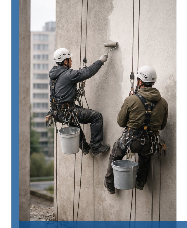 Покраска фасадов высотными альпинистами в Губахе с гарантией