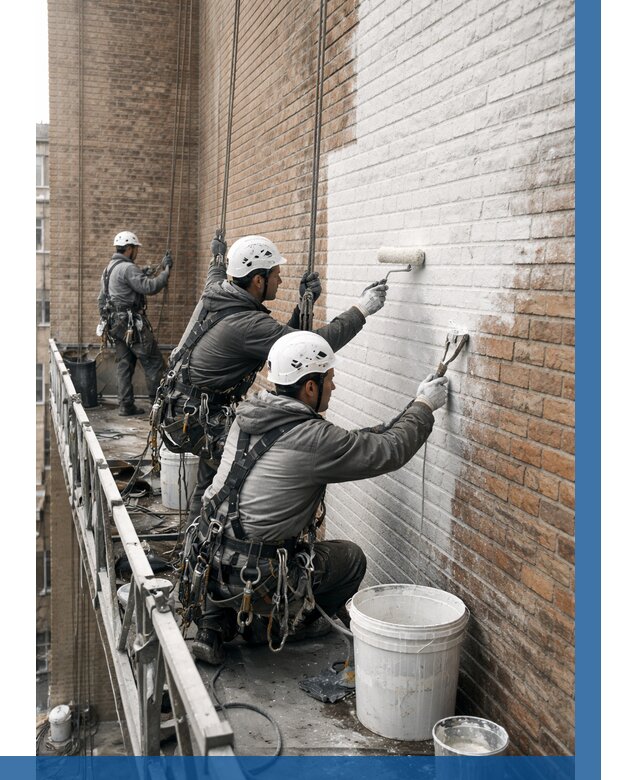 Покраска кирпичного фасада в Губахе от 363 р. | ВЫСОТНИК-Гбх