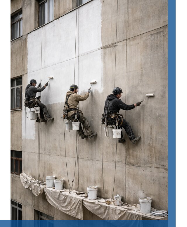 Покраска бетонного фасада в Губахе от 363 р за м2 | ВЫСОТНИК-Гбх