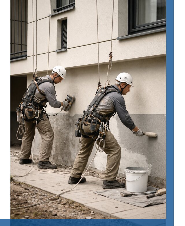 Окраска цоколя здания в Губахе от 466 р. под ключ | ВЫСОТНИК-Гбх