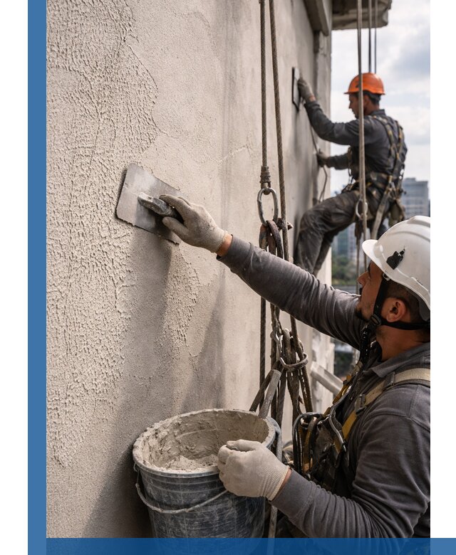 Декоративная штукатурка фасада с утеплением и защитой в Губахе