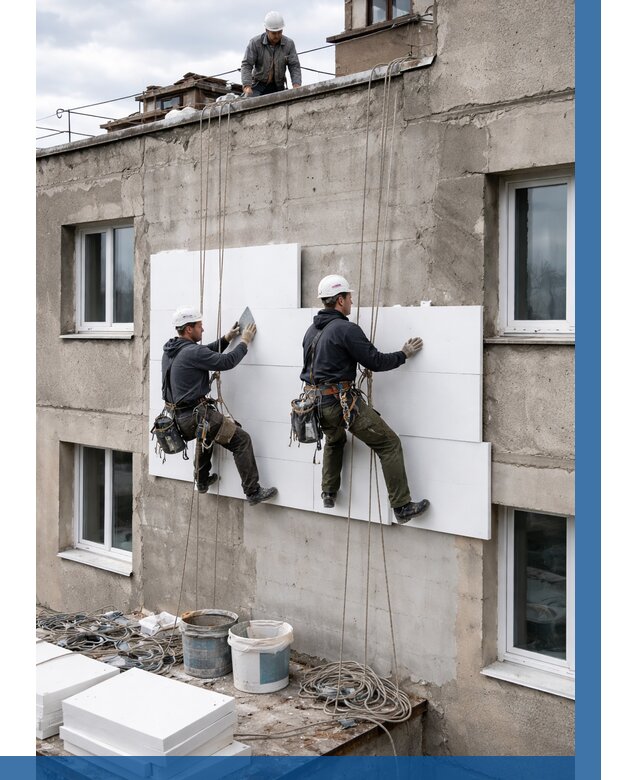 Утепление фасада пенополистиролом в Губахе от 1866 р. | ВЫСОТНИК-Гбх