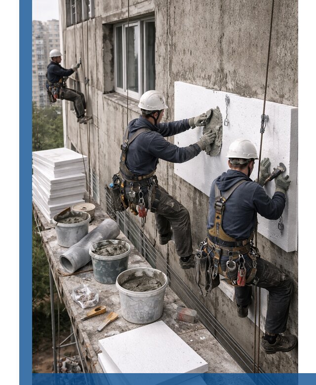 Утепление фасада пенополистиролом в Губахе под ключ