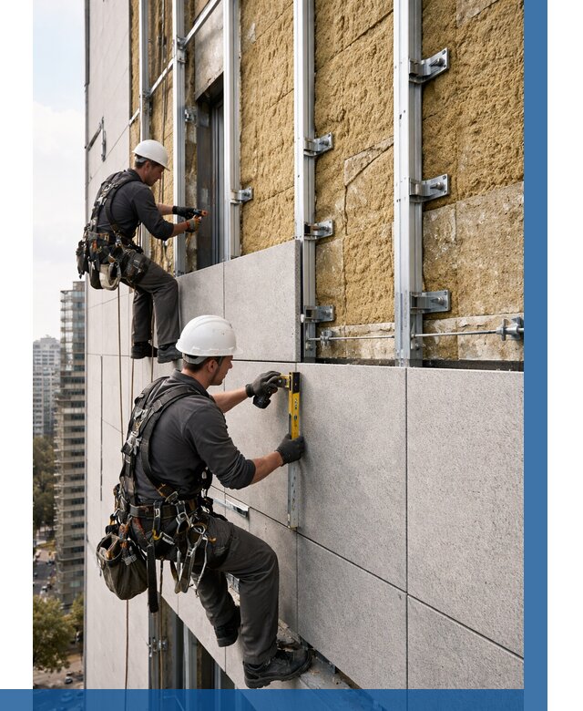 Монтаж вентилируемого фасада в Губахе от 3628 р. | ВЫСОТНИК-Гбх