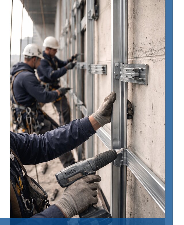 Монтаж подсистемы вентфасада в Губахе от 881 р. | ВЫСОТНИК-Гбх