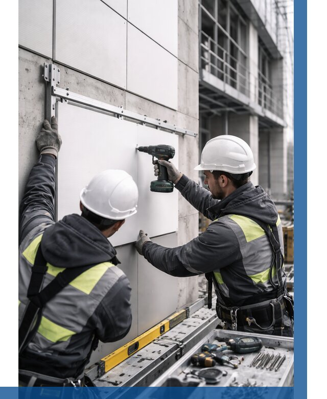 Монтаж композитных панелей фасада в Губахе от 2592 р. | ВЫСОТНИК-Гбх