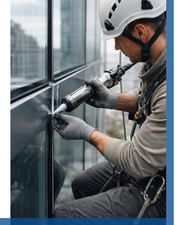 Герметизация стыков витража в Губахе от 1244 р. | ВЫСОТНИК-Гбх