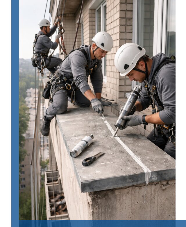 Герметизация балконного козырька в Губахе профессионально