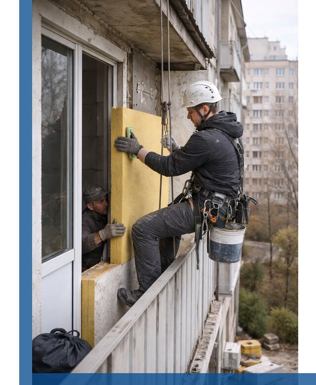 Профессиональное утепление балкона снаружи в Губахе под ключ