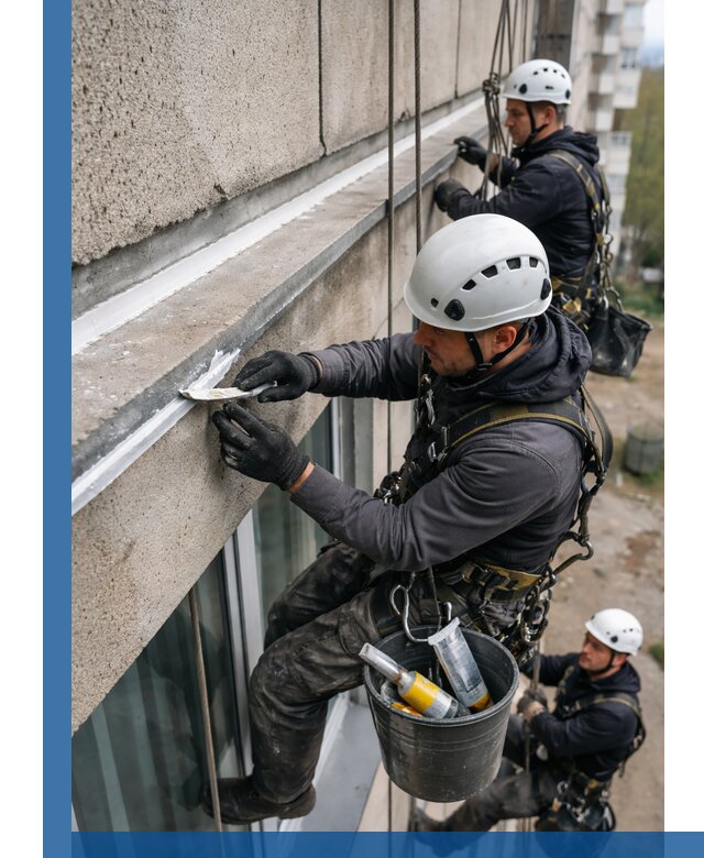 Герметизация примыкания балкона в Губахе под ключ с гарантией