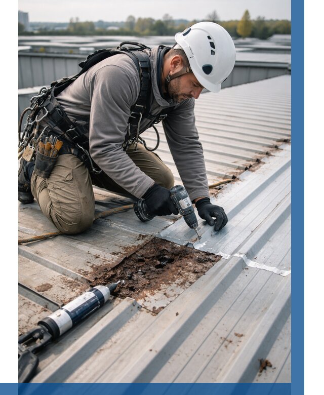 Ремонт профнастила на кровле в Губахе от 726 р. | ВЫСОТНИК-Гбх