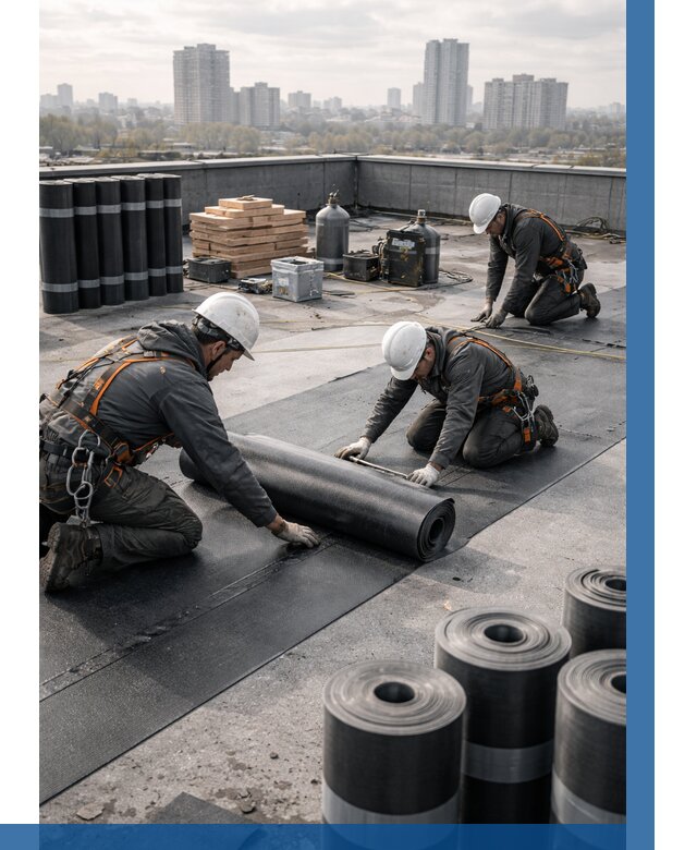 Монтаж мягкой кровли под ключ в Губахе от 466 р. | ВЫСОТНИК-Гбх