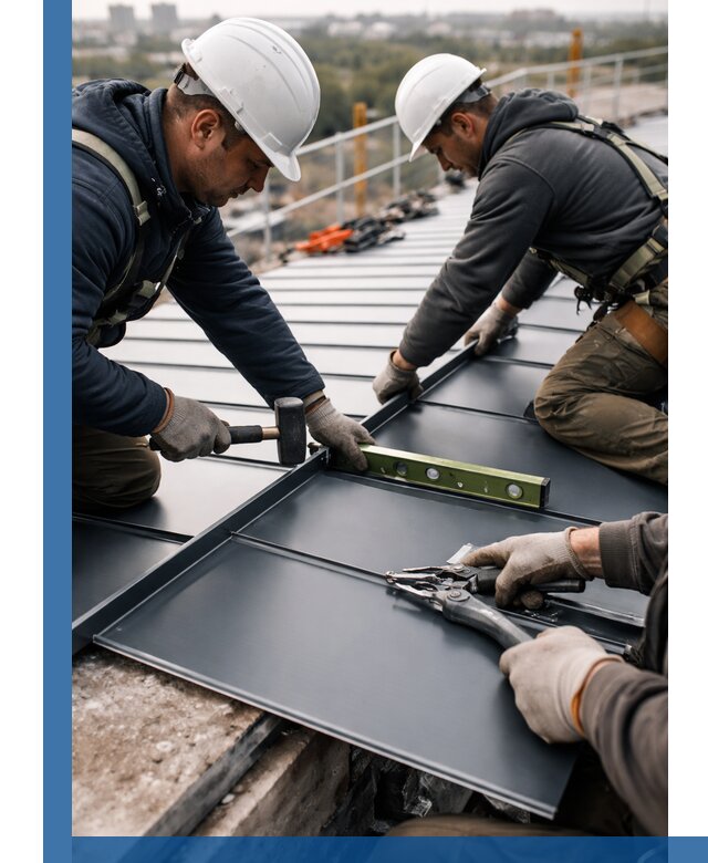 Монтаж фальцевой кровли в Губахе для промышленных зданий