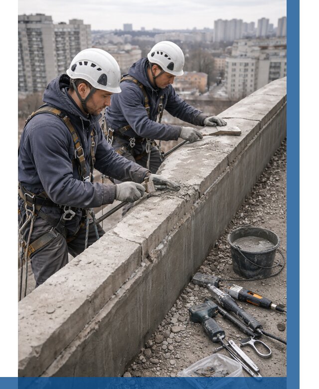 Ремонт парапета на кровле в Губахе от 1555 р. | ВЫСОТНИК-Гбх