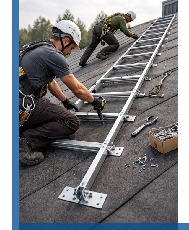 Профессиональный монтаж кровельной лестницы в Губахе под ключ