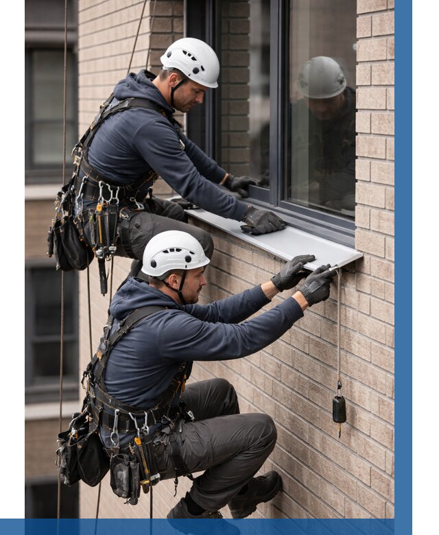 Монтаж оконных отливов под ключ в Губахе от 3628 р. | ВЫСОТНИК-Гбх