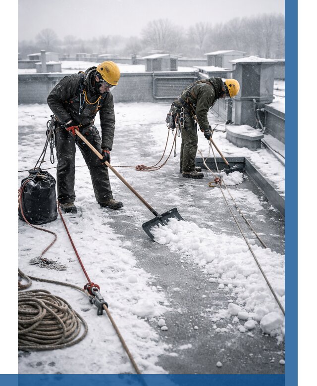 Очистка крыши от снега в Губахе от 7775 р. | ВЫСОТНИК-Гбх