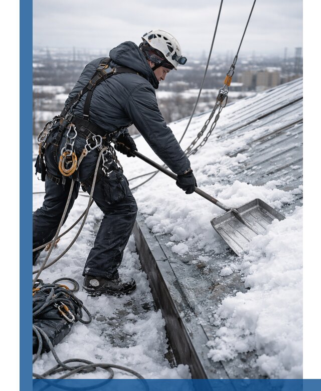 Профессиональная очистка кровли от снега и наледи в Губахе