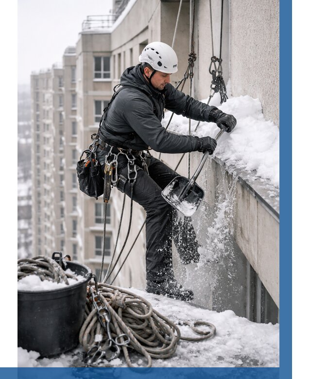 Очистка карнизов от снега в Губахе от 311 р. | ВЫСОТНИК-Гбх