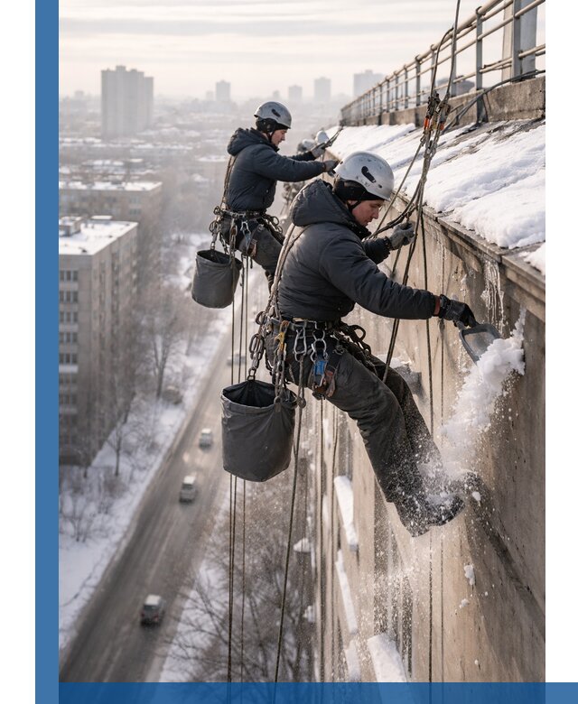Очистка карнизов от снега в Губахе профессионально и безопасно