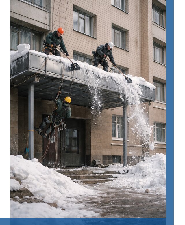 Очистка козырьков от снега в Губахе от 3628 р. | ВЫСОТНИК-Гбх