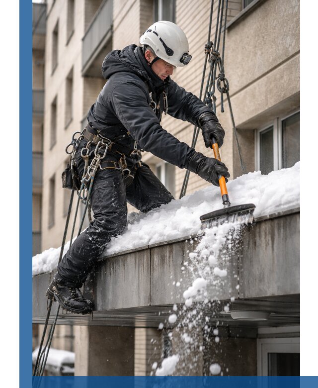 Очистка козырьков от снега в Губахе круглогодично безопасно