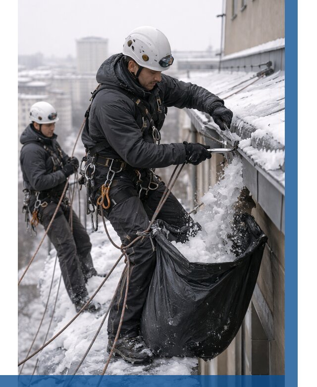 Аварийная очистка крыши в Губахе под ключ от 311 р. | ВЫСОТНИК-Гбх