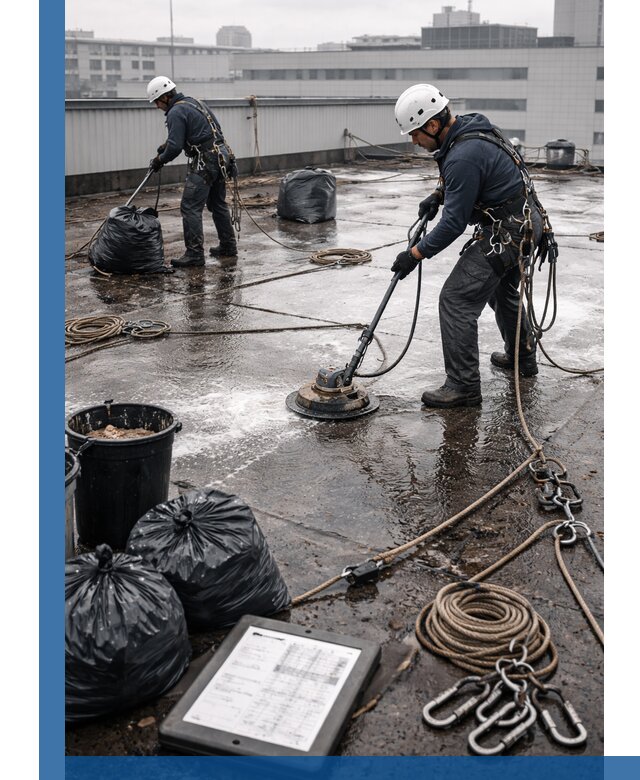 Плановая очистка кровли по графику в Губахе для безопасности