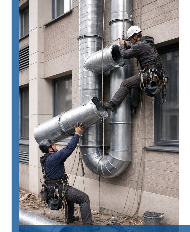 Монтаж фасадных воздуховодов в Губахе с герметизацией и крепежом