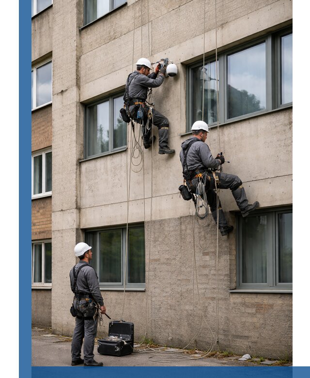 Монтаж фасадных камер видеонаблюдения в Губахе под ключ