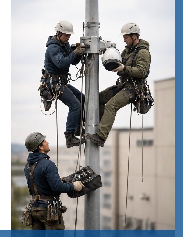 Установка видеокамер на мачте в Губахе от 8811 р. | ВЫСОТНИК-Гбх