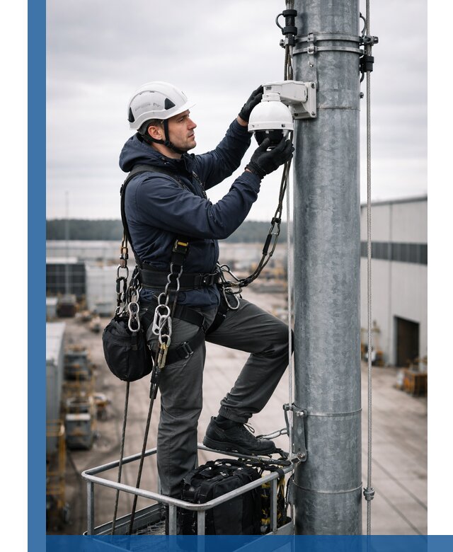 Профессиональная установка видеокамер на мачте в Губахе
