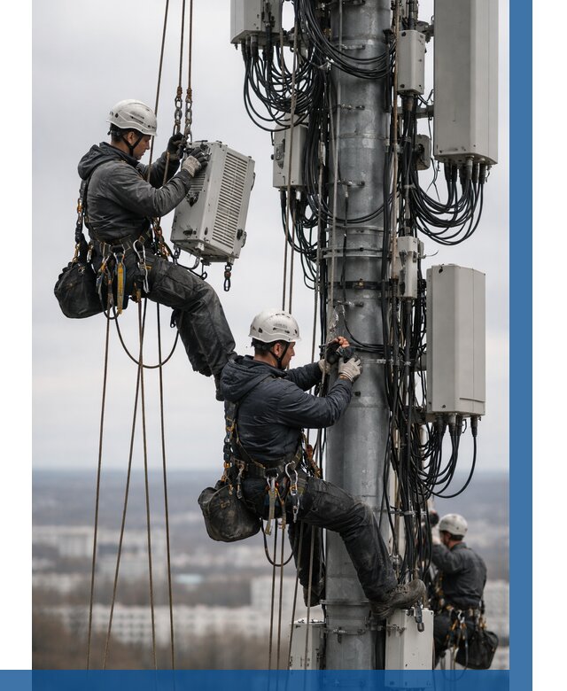 Монтаж оборудования связи на мачте в Губахе от 7775 р. | ВЫСОТНИК-Гбх