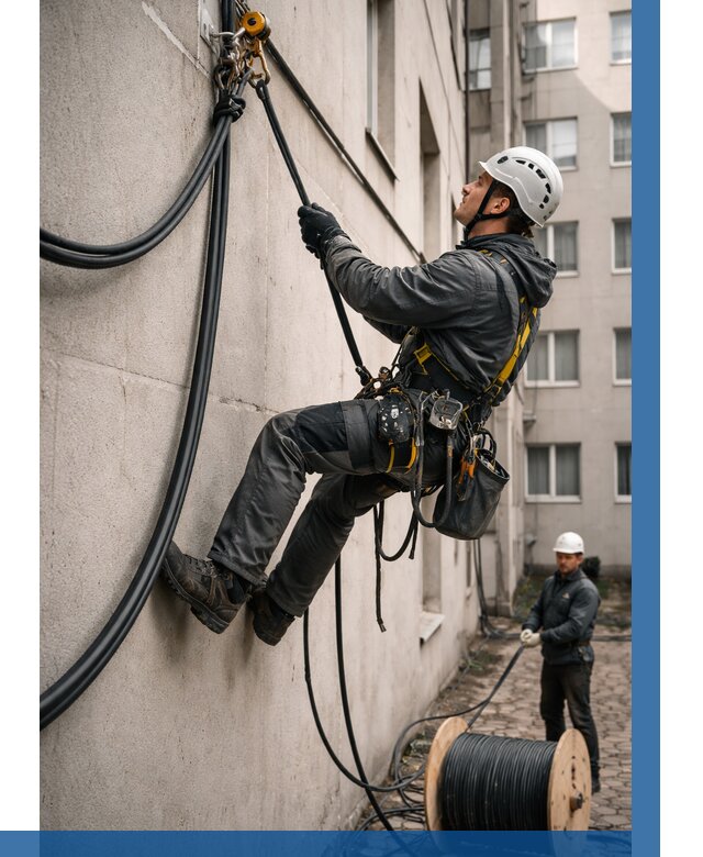 Протяжка кабеля питания на высоте в Губахе от 466 р. | ВЫСОТНИК-Гбх