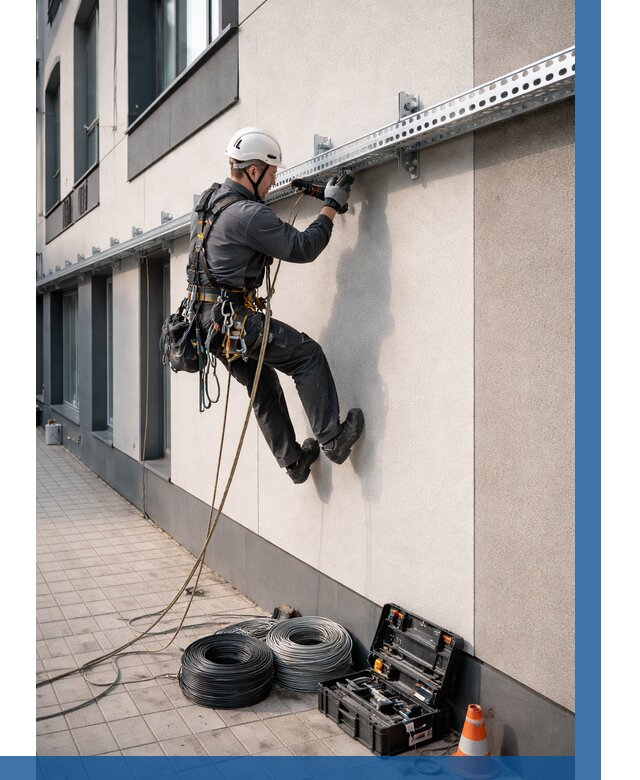 Монтаж кабельных лотков на фасаде в Губахе от 1244 р. | ВЫСОТНИК-Гбх