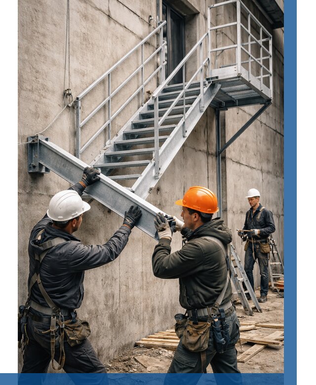 Монтаж металлических лестниц в Губахе от 15549 р. | ВЫСОТНИК-Гбх